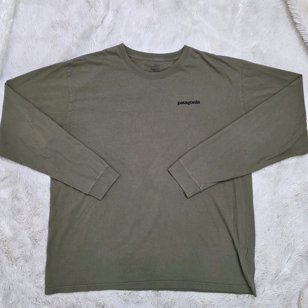 Patagonia Men's Long Sleeve T-Shirt Dark Green Regular Fit Size XL